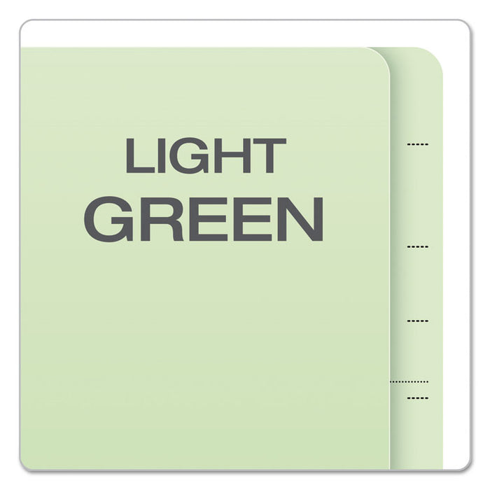 End Tab Classification Folders, Straight Tab, Expands 2", 1 Divider, 4 Fasteners, Legal Size, Pale Green, 10/Box