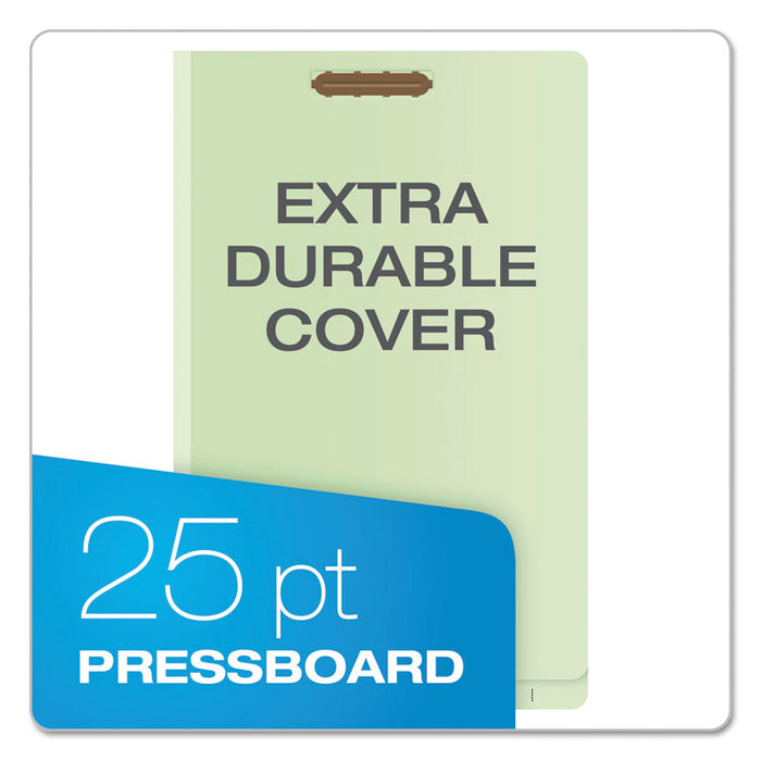 End Tab Classification Folders, Straight Tab, Expands 2", 1 Divider, 4 Fasteners, Legal Size, Pale Green, 10/Box