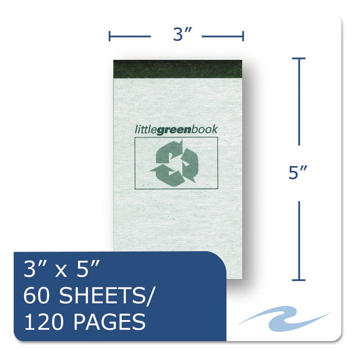 Environotes Little Green Notepad, Gray Cover, Wide/Legal Rule, (60) White 3 x 5 Sheets