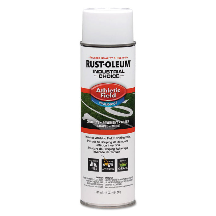 Industrial Choice Athletic Field Inverted Striping Paint, Flat Athletic Inverted White, 17 oz Aerosol Can, 12/Carton