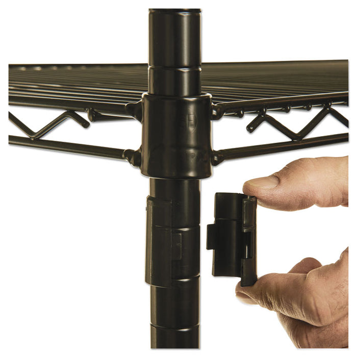 NSF Certified 4-Shelf Wire Shelving Kit with Casters, 48w x 18d x 72h, Black