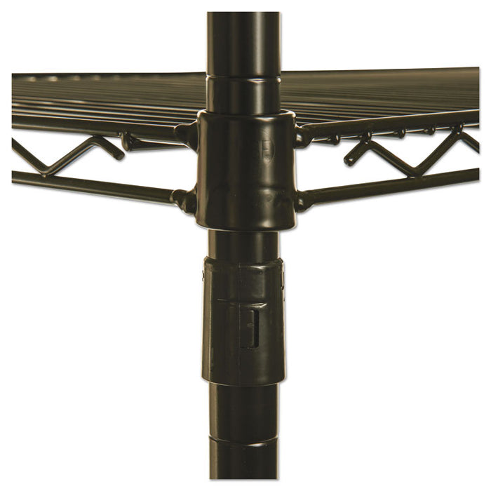 NSF Certified Industrial Four-Shelf Wire Shelving Kit, 48"w x 24"d x 72"h, Black