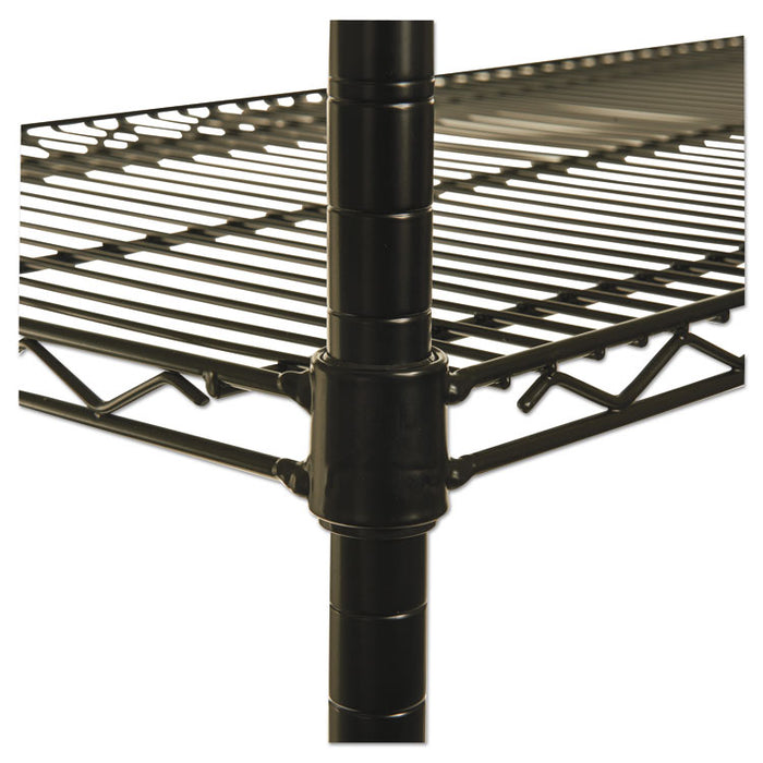 NSF Certified Industrial Four-Shelf Wire Shelving Kit, 48w x 18d x 72h, Black