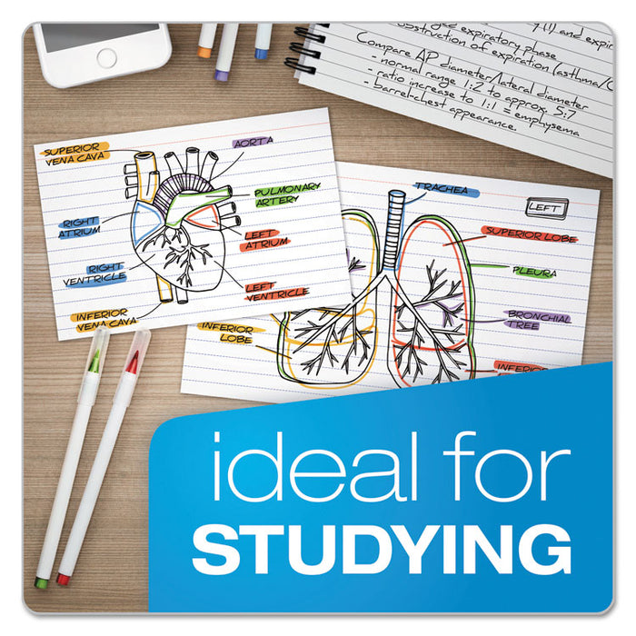 Ruled Index Cards, 3 x 5, White, 100/Pack