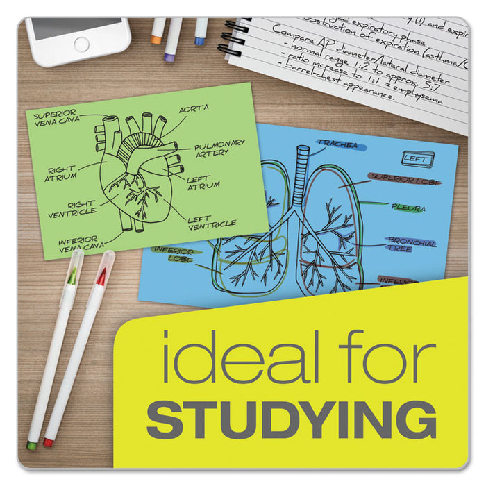 Unruled Index Cards, 3 x 5, Blue, 100/Pack
