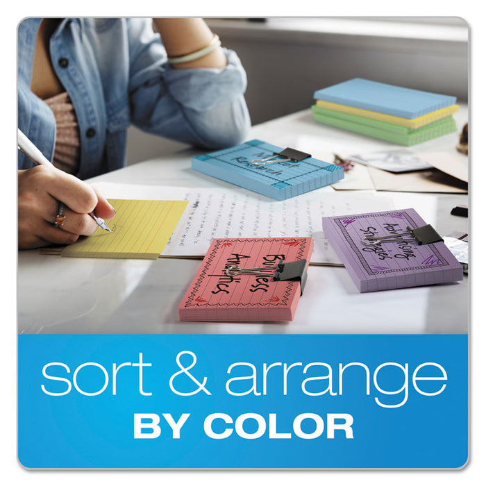 Ruled Index Cards, 3 x 5, Canary, 100/Pack