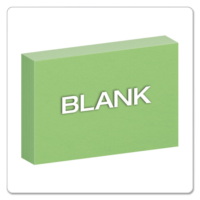 Unruled Index Cards, 4 x 6, Green, 100/Pack