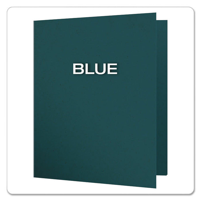 Earthwise by Oxford 100% Recycled Twin-Pocket Folder, Accommodates (100) 11 x 8.5 Sheets, Blue, 25/Box