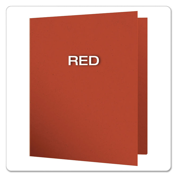 Earthwise by Oxford 100% Recycled Twin-Pocket Folder, Accommodates (100) 11 x 8.5 Sheets, Red, 25/Box