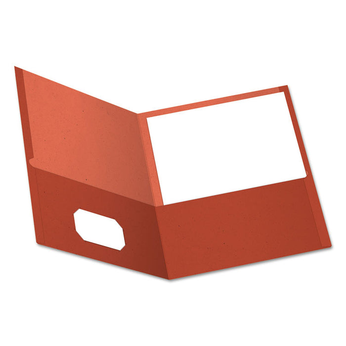 Earthwise by Oxford 100% Recycled Twin-Pocket Folder, Accommodates (100) 11 x 8.5 Sheets, Red, 25/Box
