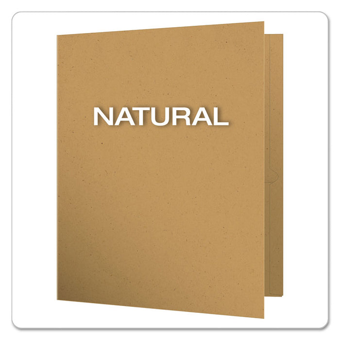 Earthwise by Oxford 100% Recycled Twin-Pocket Folder, Accommodates (100) 11 x 8.5 Sheets, Natural, 25/Box