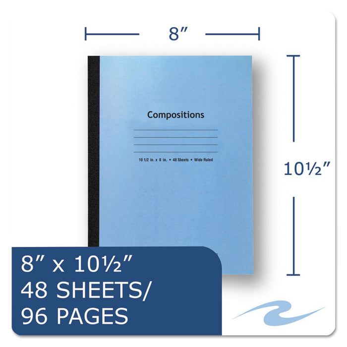 Stitched Cover Composition Book, Wide/Legal Rule, Blue Cover, (48) 10.5 x 8 Sheets