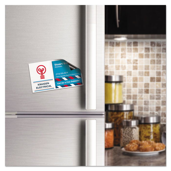 Magnetic Business Cards, Inkjet, 2 x 3.5, White, 10 Cards/Sheet, 3 Sheets/Pack