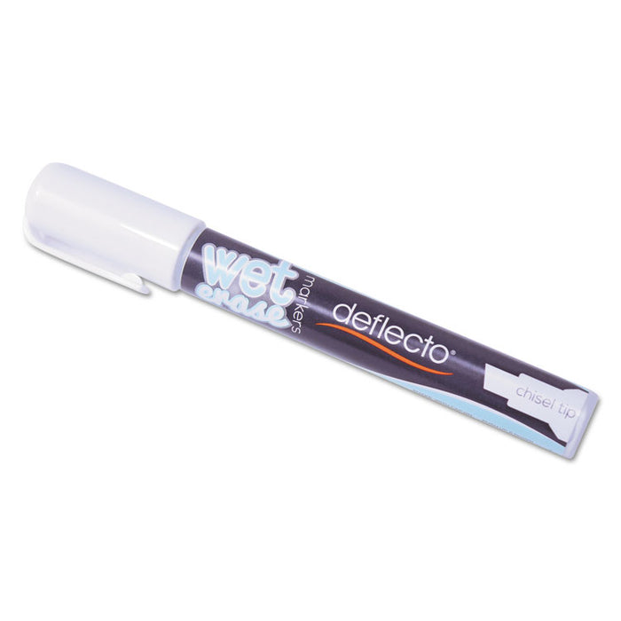 Wet Erase Markers, Medium Chisel Tip, White, 4/Pack