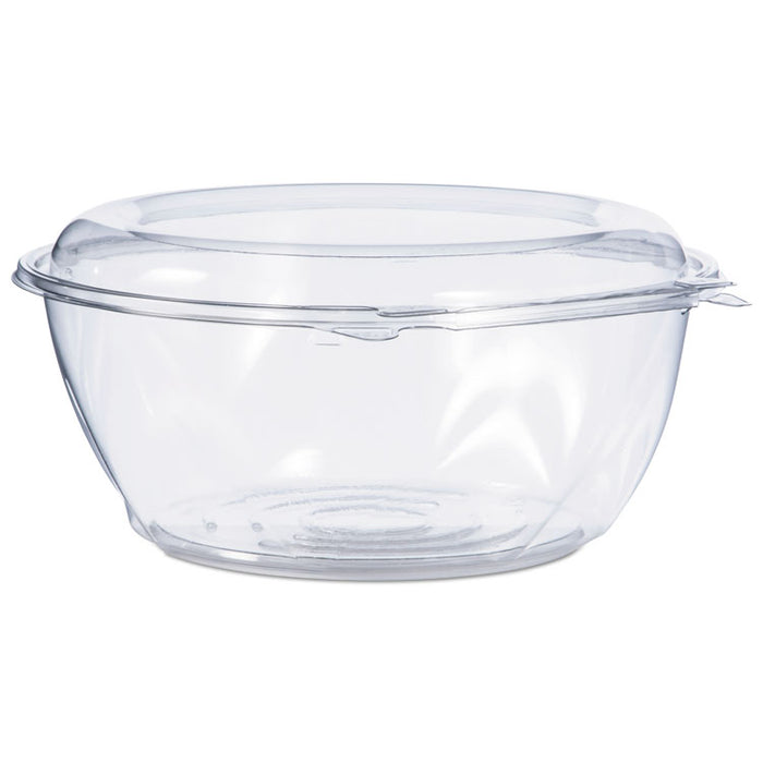 SafeSeal Tamper-Resistant, Tamper-Evident Bowls with Dome Lid, 64 oz, 8.9" Diameter x 4" h, Clear, Plastic, 100/Carton