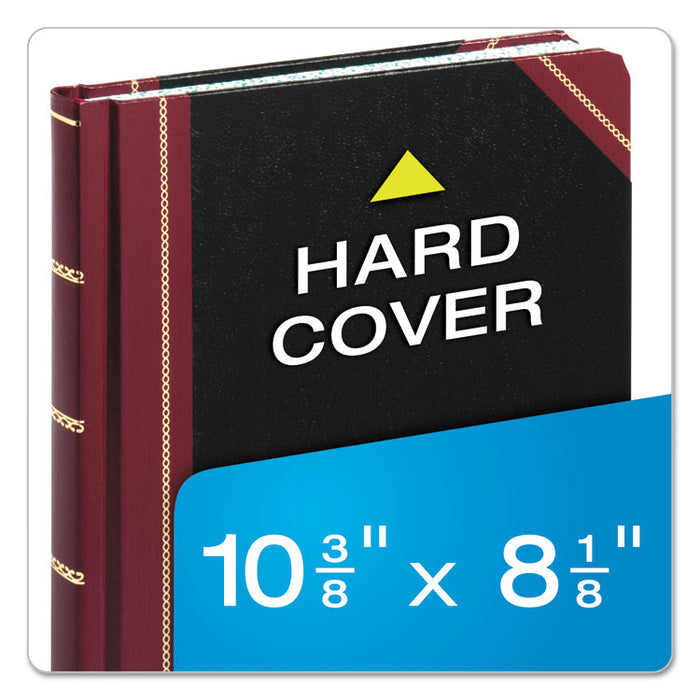 Extra-Durable Bound Book, Single-Page Record-Rule Format, Black/Maroon/Gold Cover, 10.13 x 7.78 Sheets, 300 Sheets/Book