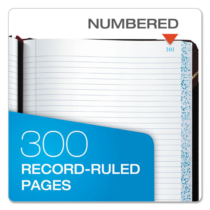 Extra-Durable Bound Book, Single-Page Record-Rule Format, Black/Maroon/Gold Cover, 10.13 x 7.78 Sheets, 300 Sheets/Book