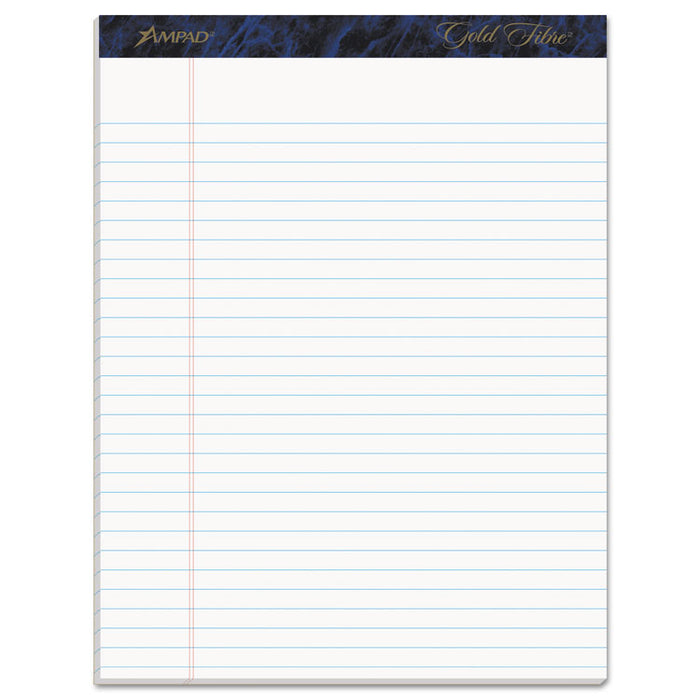 Gold Fibre Quality Writing Pads, Wide/Legal Rule, (50) White 8.5 x 11 Sheets, Dozen