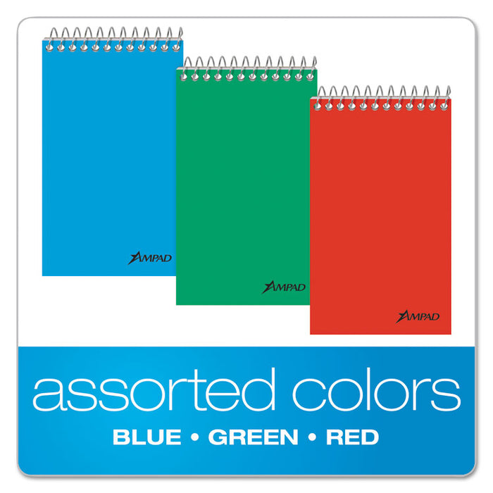 Memo Pads, Assorted Cover Colors, Narrow Rule, (60) White 3 x 5 Sheets, 3/Pack