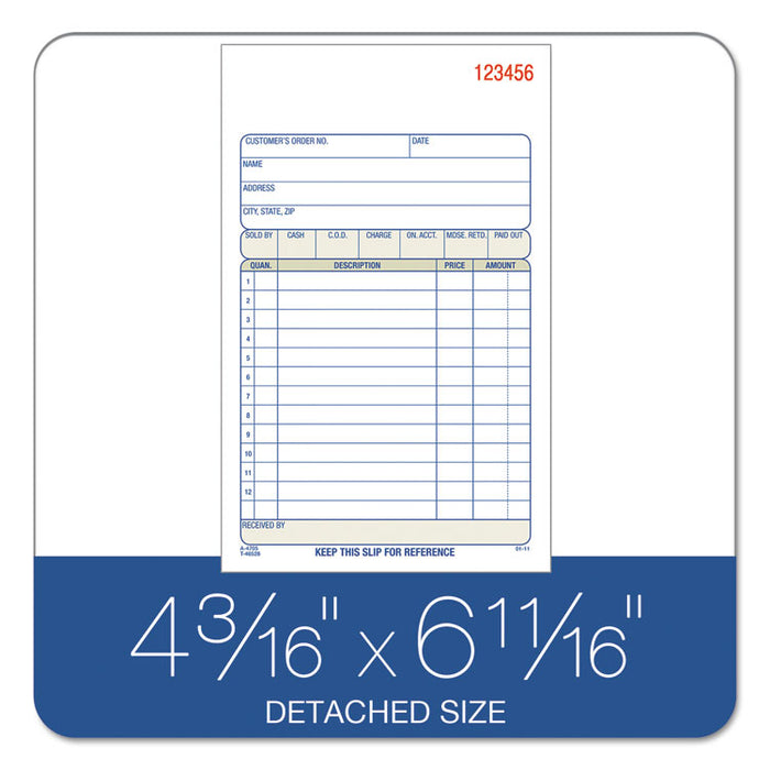 Multipart Sales Order Pad, 12 Lines, Two-Part Carbonless, 4.19 x 6.69, 50 Forms Total