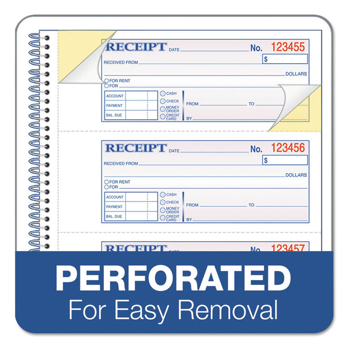Multipart Money/Rent Receipt Book, Two-Part Carbonless, 7.13 x 2.75, 4 Forms/Sheet, 200 Forms Total