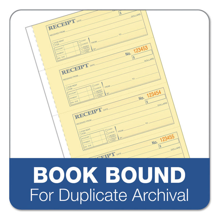 Receipt Book, Three-Part Carbonless, 7.19 x 2.75, 4 Forms/Sheet, 100 Forms Total