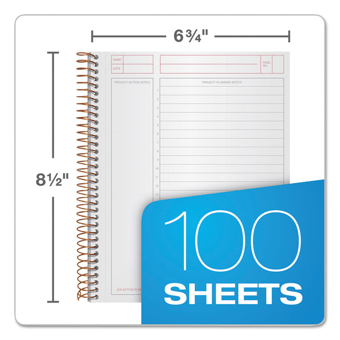 JEN Action Planner, 1-Subject, Narrow Rule, Black Cover, (100) 8.5 x 6.75 Sheets