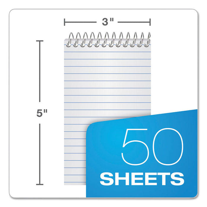Second Nature Wirebound Notepads, Randomly Assorted Cover Colors, Narrow Rule, (50) White 3 x 5 Sheets