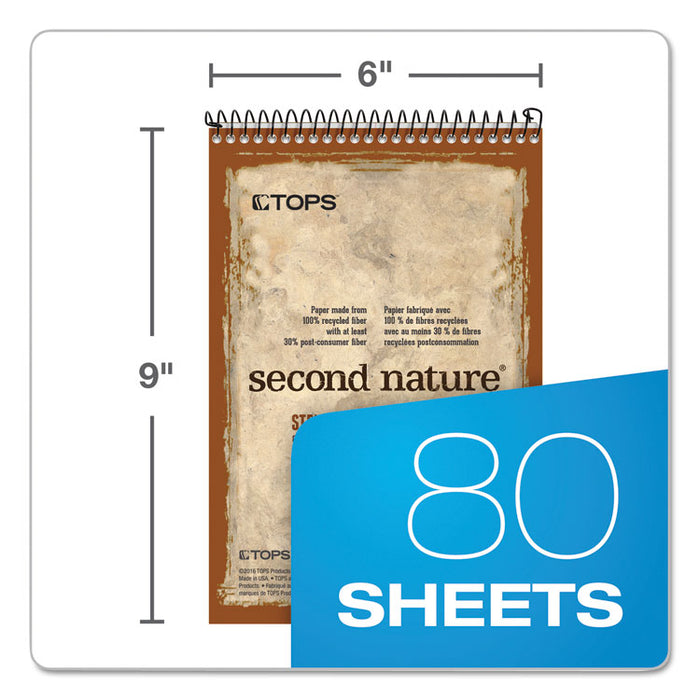 Second Nature Recycled Notepads, Brown Cover, Gregg Rule, (80) White 6 x 9 Sheets