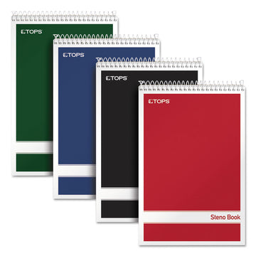 Steno Pad with Assorted Color Covers, Assorted Cover Colors, Gregg Rule, (80) White 6 x 9 Sheets, 4/Pack