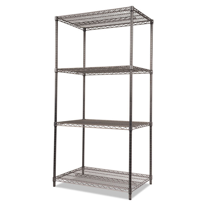 Wire Shelving Starter Kit, Four-Shelf, 36w x 24d x 72h, Black Anthracite