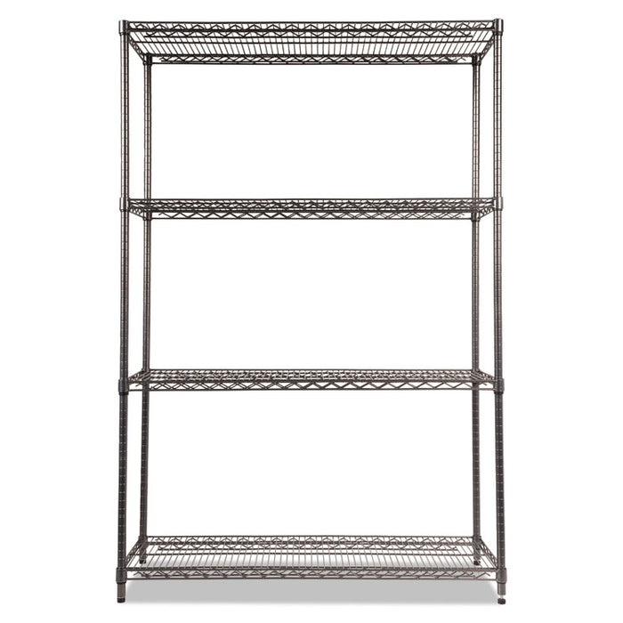 Wire Shelving Starter Kit, Four-Shelf, 48w x 18d x 72h, Black Anthracite