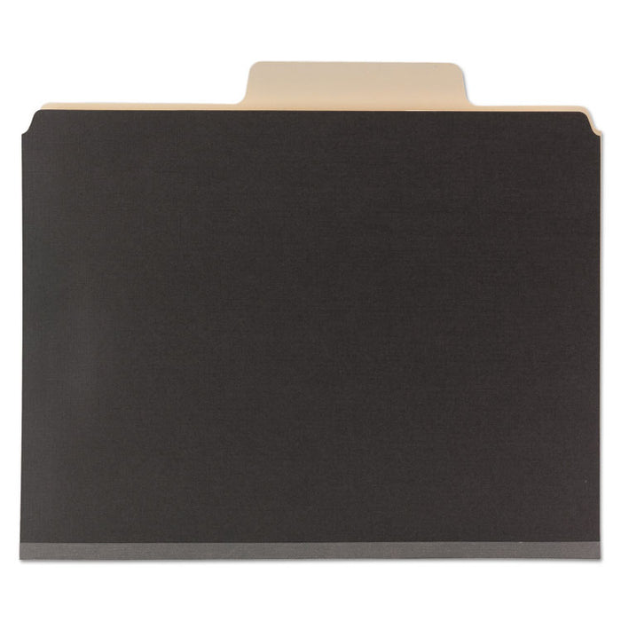 SuperTab Classification Folders, 2/5-Cut Tab, Expands 2", 2 Dividers, 6 SafeSHIELD Fasteners, Letter Size, Dark Gray, 10/Box
