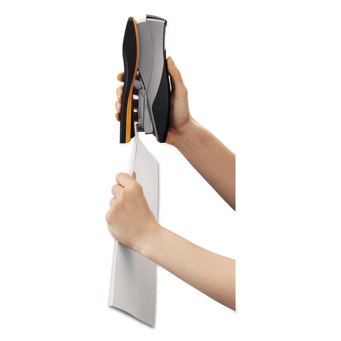 Optima 40 Desktop Stapler, 40-Sheet Capacity, Silver/Black/Orange