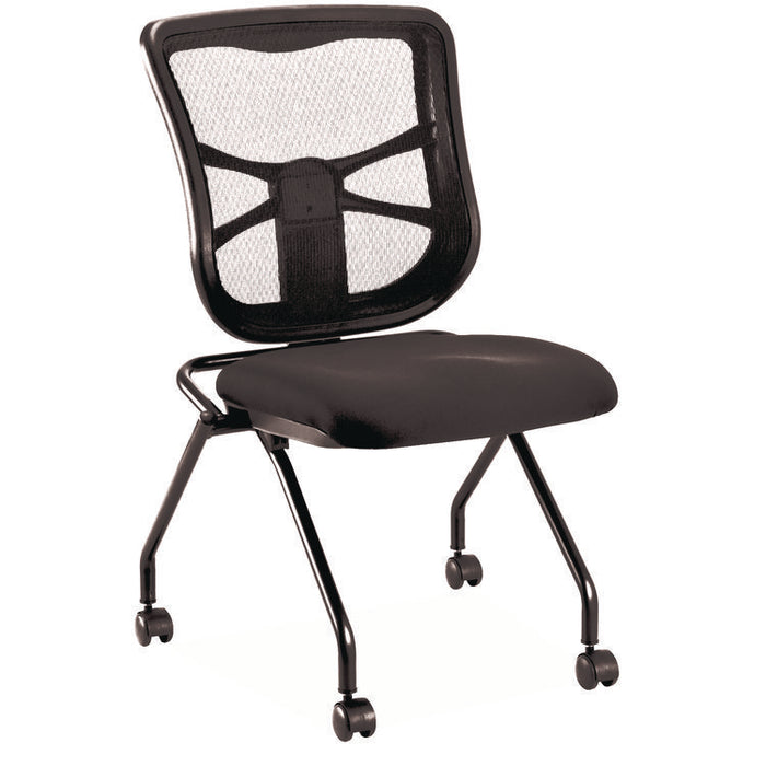 Alera Elusion Mesh Nesting Chairs, Supports Up to 275 lb, 18.1" Seat Height, Black Seat, Black Back, Black Base, 2/Carton