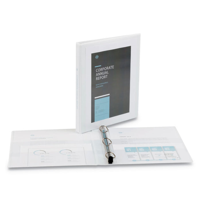 Heavy-Duty View Binder with DuraHinge and One Touch Slant Rings, 3 Rings, 0.5" Capacity, 11 x 8.5, White