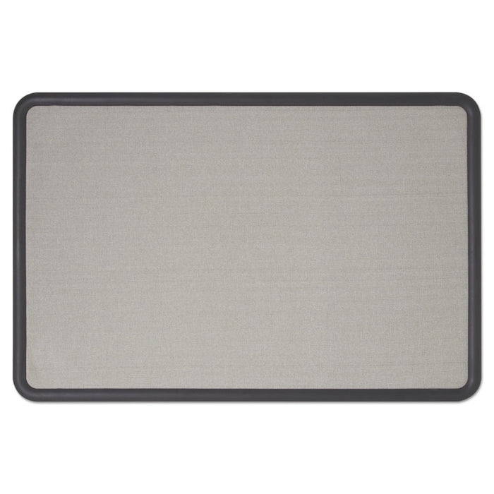 Contour Fabric Bulletin Board, 36" x 24", Gray Surface, Black Plastic Frame