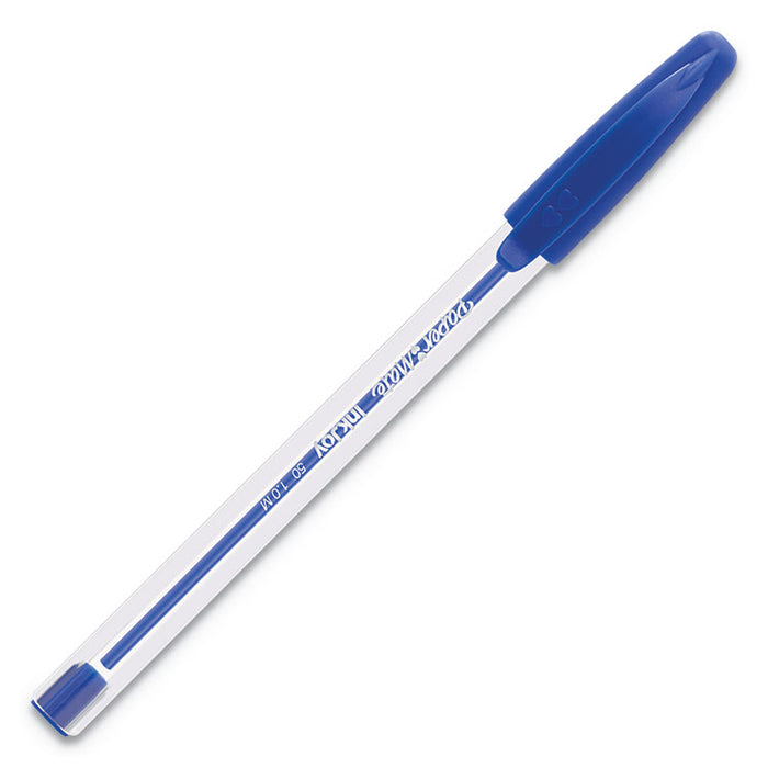 InkJoy 50ST Ballpoint Pen, Stick, Medium 1 mm, Blue Ink, Clear Barrel, Dozen