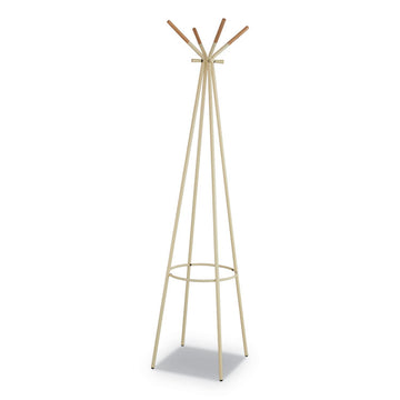 Family Coat Rack, 4 Garments, 16.5w x 16.5d x 72.75h, Cream