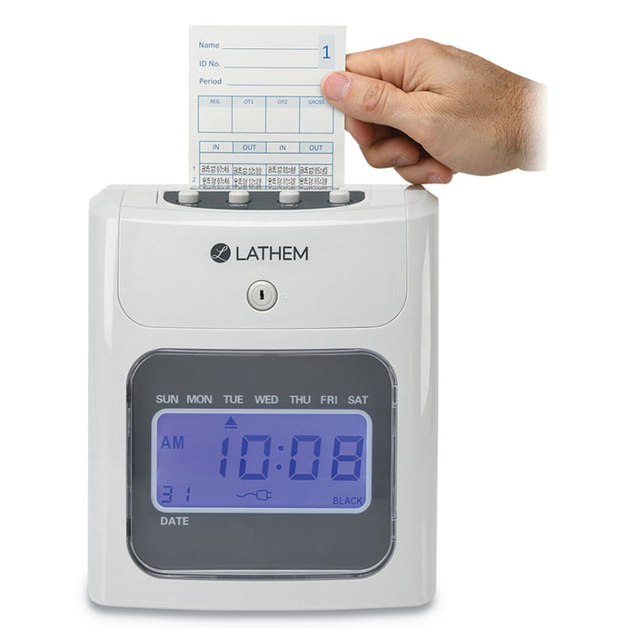 400E Top-Feed Time Clock Bundle, Digital Display, White