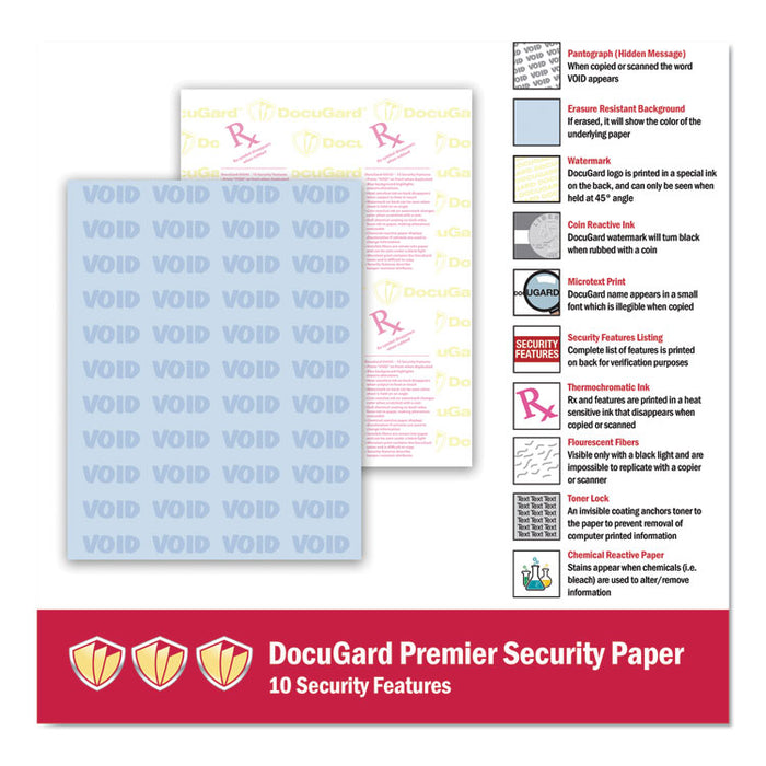 Medical Security Papers, 24 lb Bond-Weight, 8.5 x 11, Blue, 500/Ream