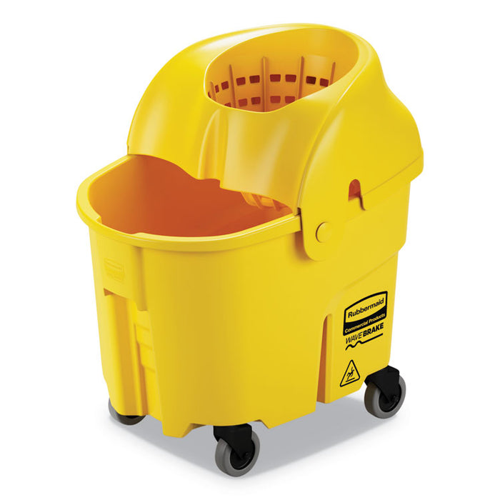 WaveBrake Institution Bucket and Wringer Combos, Down-Press, 35 qt, Yellow
