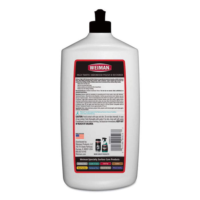 High Traffic Hardwood Polish and Restorer, Slight Acrylic Scent,  32 oz Squeeze Bottle, 6/Carton
