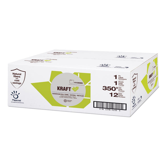 Kraft Tech Hardwound Paper Towel, Kraft, 1-Ply, 5.5 x 5.5, Brown, 350 ft/Roll, 12 Rolls/Carton