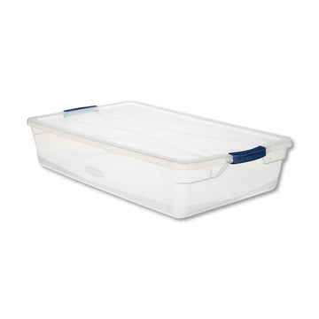 Clever Store Basic Latch-Lid Container, 10.25 gal, 17.75" x 29" x 6.13", Clear