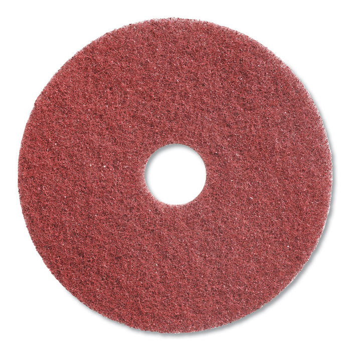 High-Traffic Twister Floor Pad, 17" Diameter, Red, 2/Carton