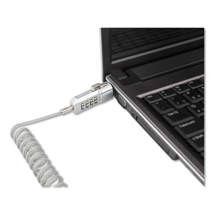 Compact Combination Laptop Lock, 6 ft Steel Cable