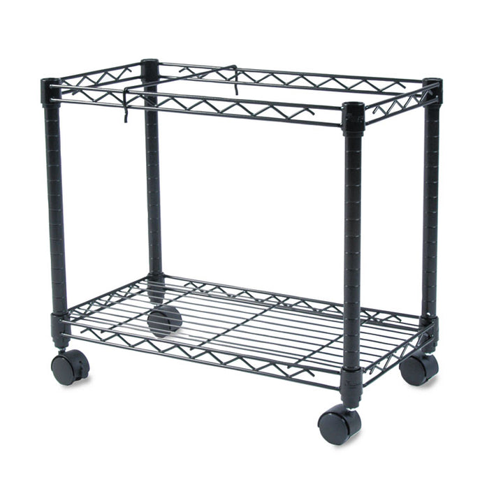 High-Capacity Rolling File Cart, Metal, 1 Shelf, 2 Bins, 24" x 14" x 20.5", Black