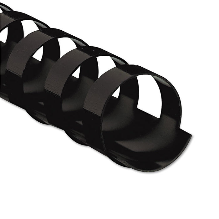 Plastic Comb Bindings for 11 x 8.5 Documents, 19 Rings, 0.5" (90-Sheet) Capacity, Black, 25/Pack