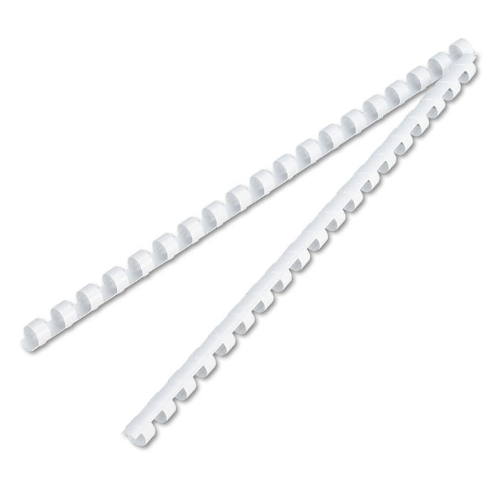 Plastic Comb Bindings for 11 x 8.5 Documents, 19 Rings, 0.38" (55-Sheet) Capacity, White, 100/Pack